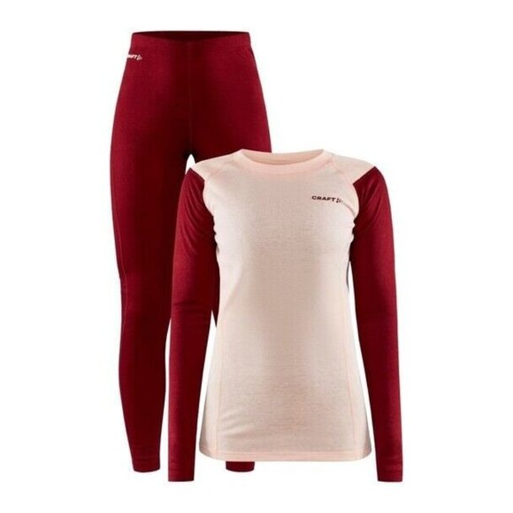 Craft Baselayer Set Women s Extra Small Pink Red Rhubarb Core Warm Pant Top New - Picture 1 of 8